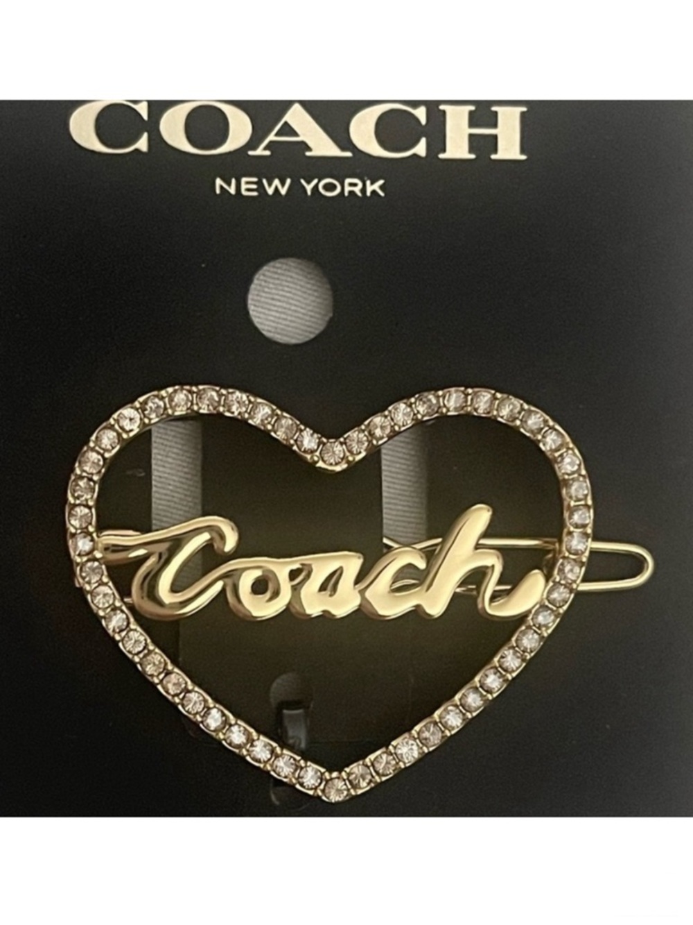 NEW! COACH Heart Shaped Goldtone Hair Clip with Rhinestones, NWT! GORGEOUS!